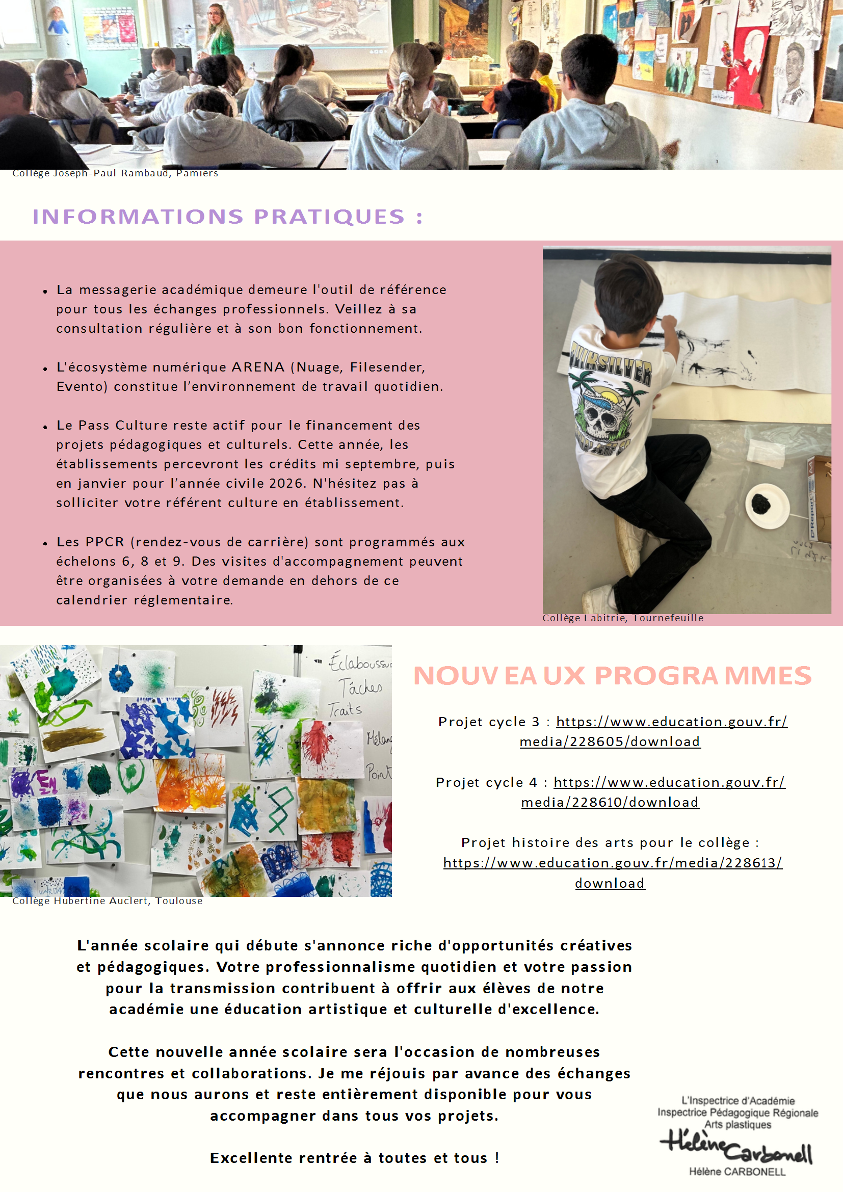 Lettre rentrée 2025