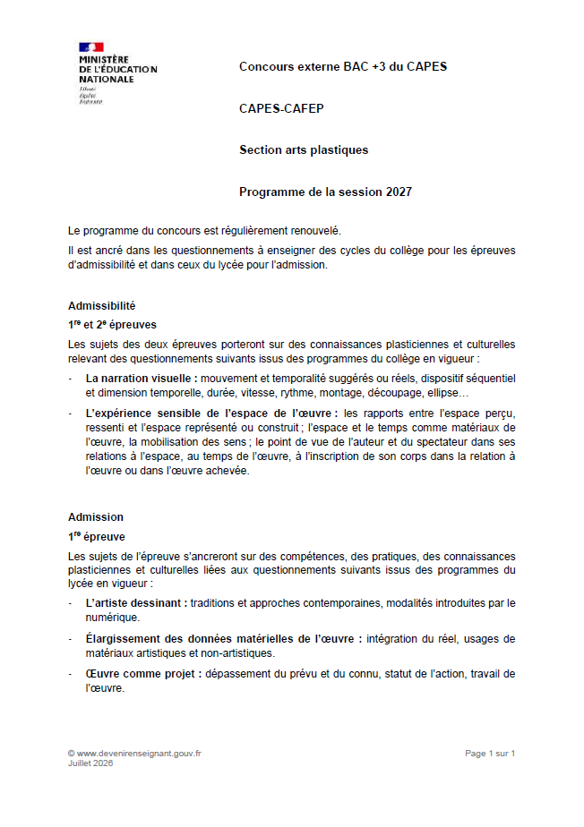 Programme 2027 CAPES-CAFEP BAC+3