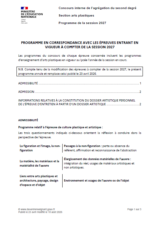 Concours interne de l'agrégation 2027.