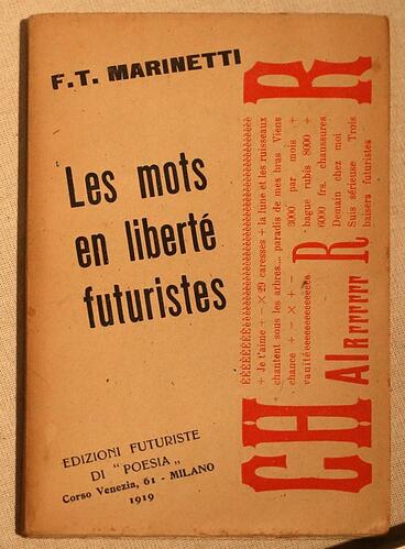 Marinetti, Les mots en liberté, 1919. Sailko, CC BY 3.0, via Wikimedia Commons