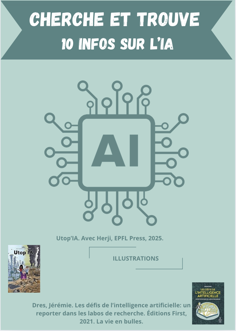 Affiche de l'exposition &quot;Cherche et trouve 10 infos sur l'IA&quot;
