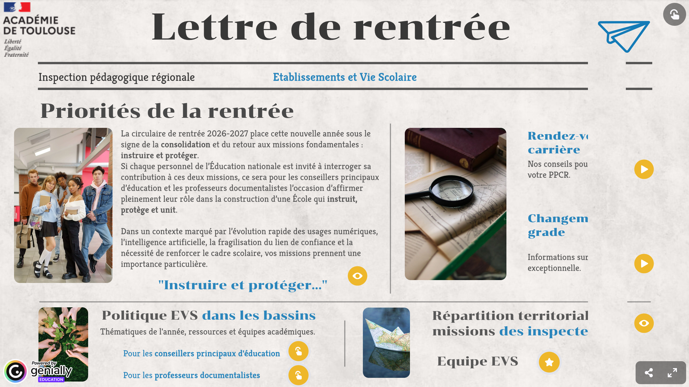 lettre de rentrée septembre 2026