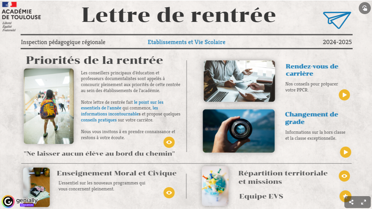 Lettre de rentrée EVS