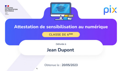 Attestation de sensibilisation au numérique