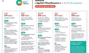 Programme des différents évènements organisés lors de la semaine égalité Filles/Garçons