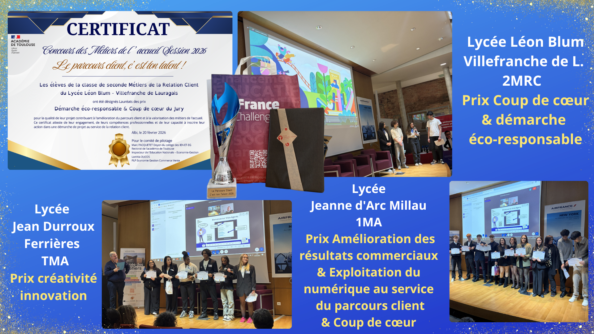Image représentant les 3 lauréats du concours des Métiers de l'Accueil
