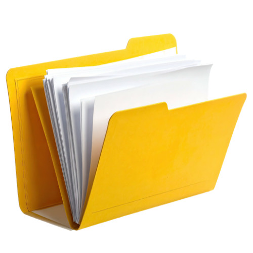 Dossier jaune contenant des documents