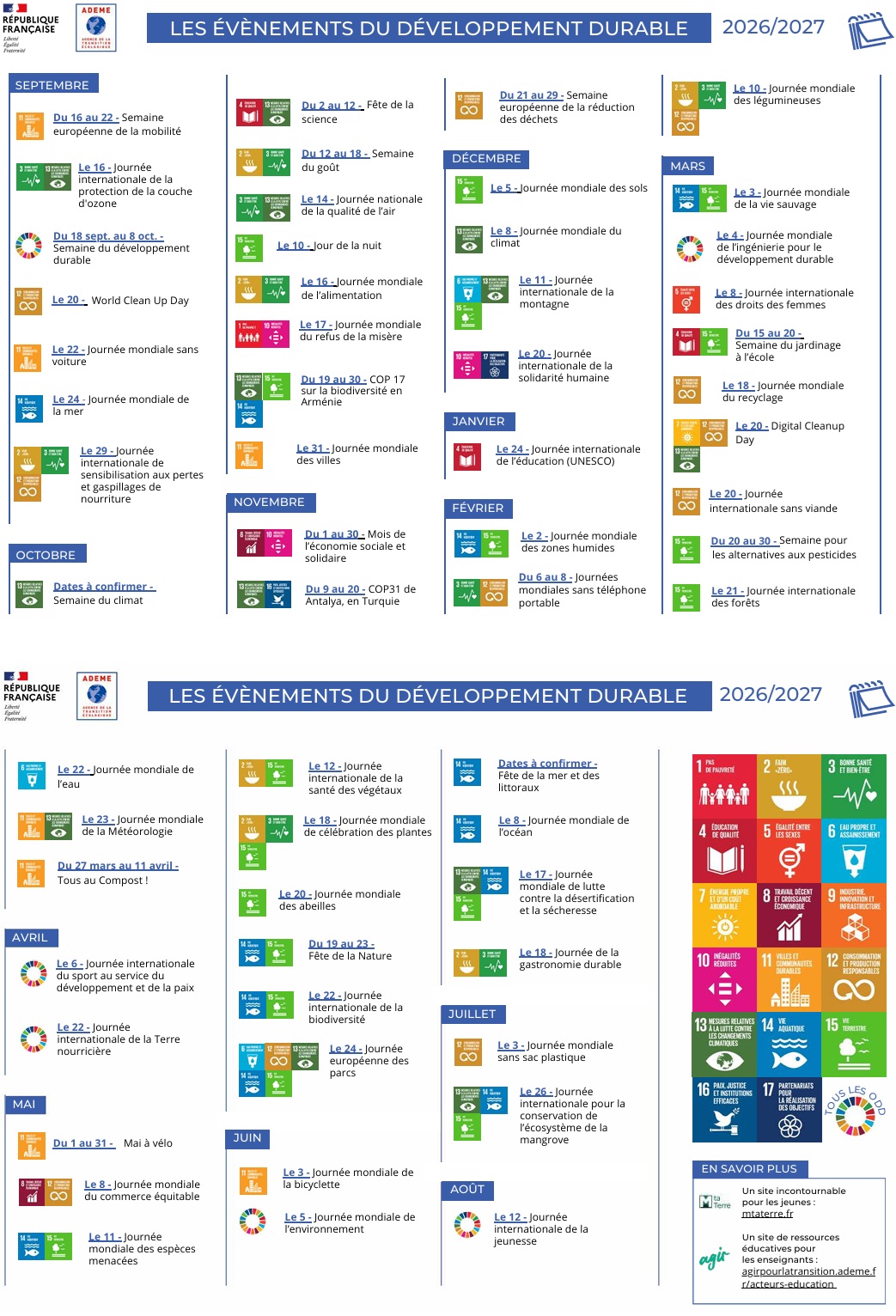 Calendrier EDD 2026-2027