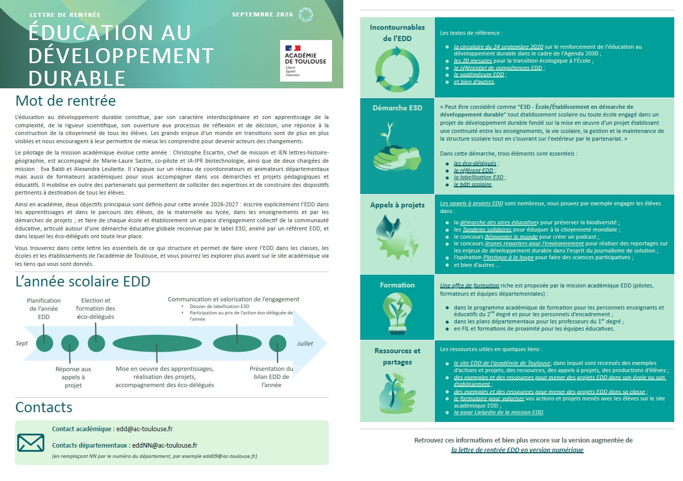 Lettre de rentrée EDD 2026