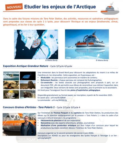 extrait plaquette pédagogique tara polar sation