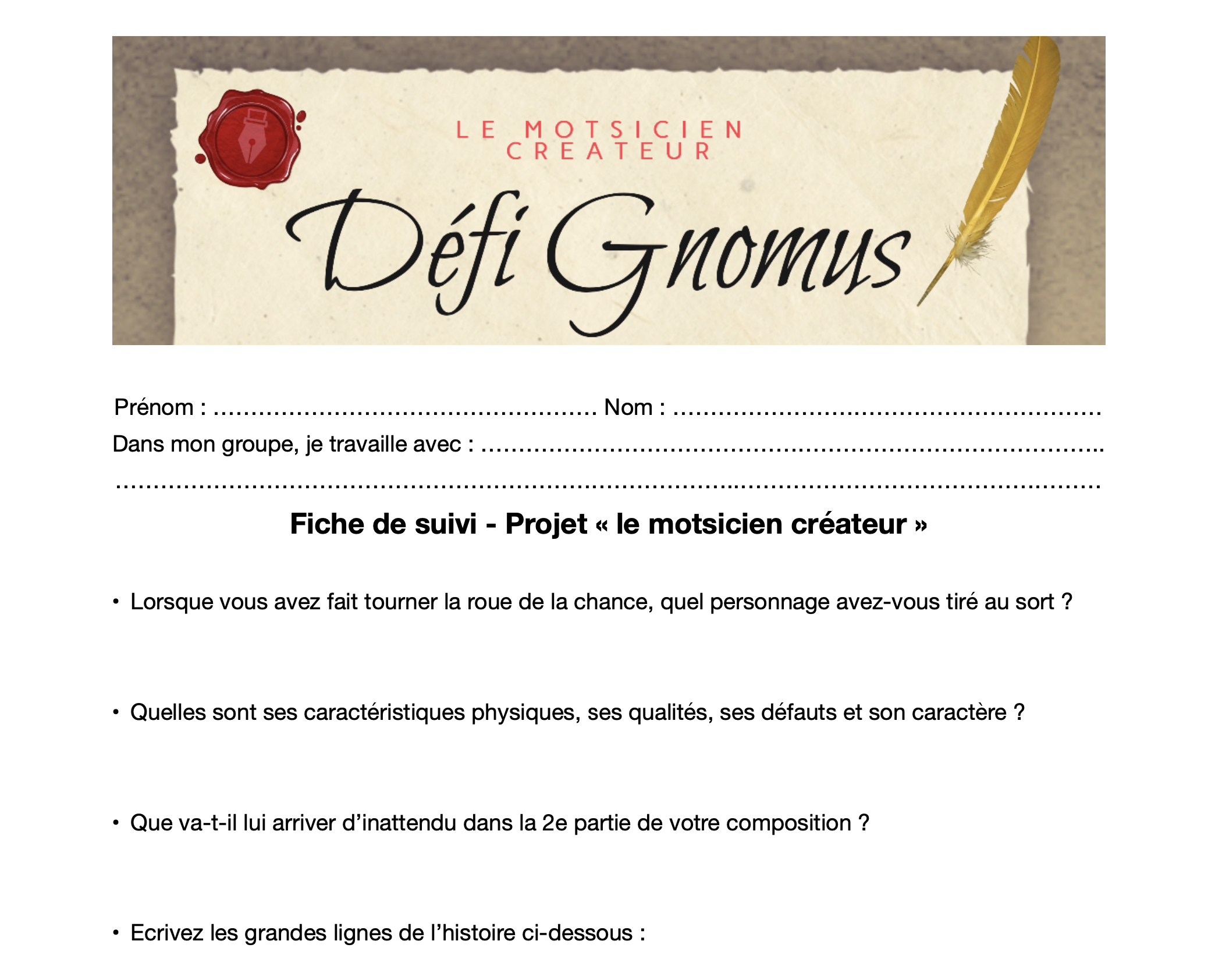 fiche eleve motsicien createur