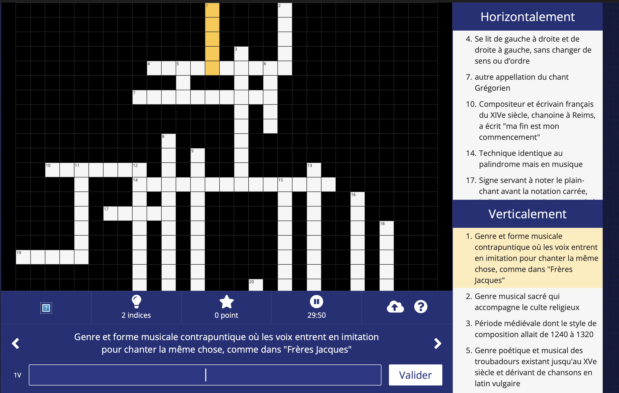 mots croisés moyen âge
