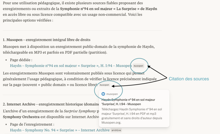 perplexity citation des sources