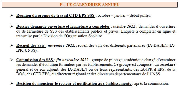 SSS Calendrier