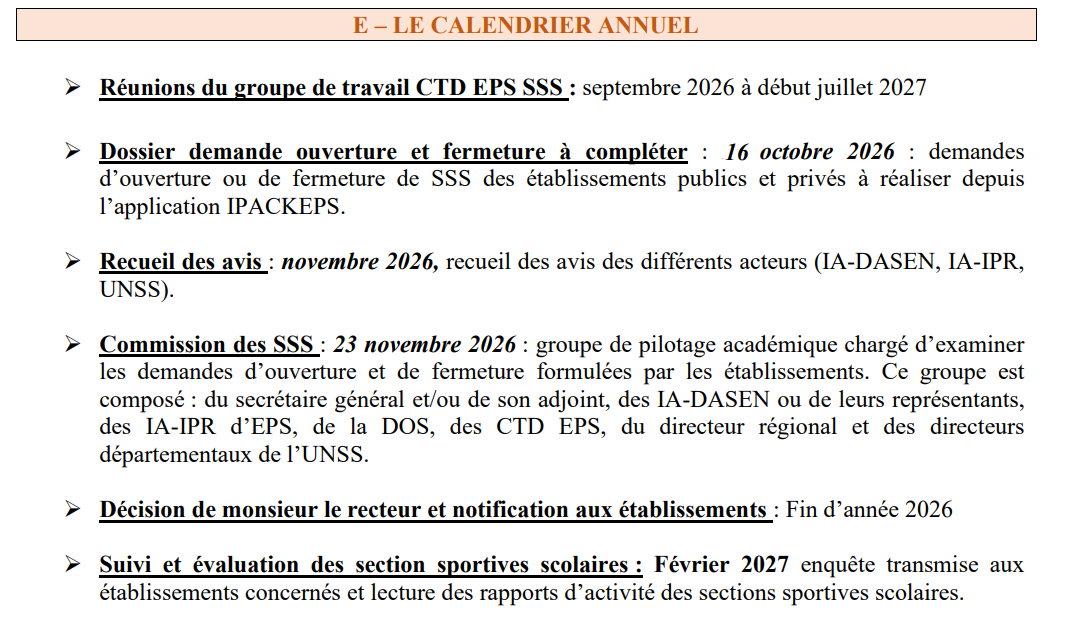Calendrier SSS