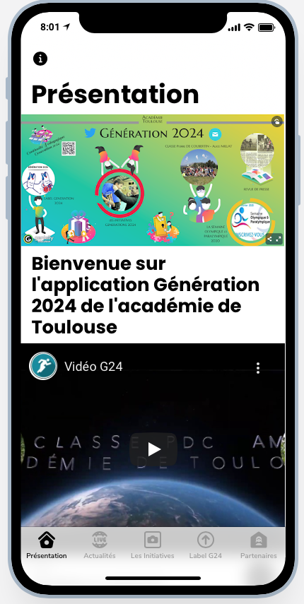 Première page appli G24
