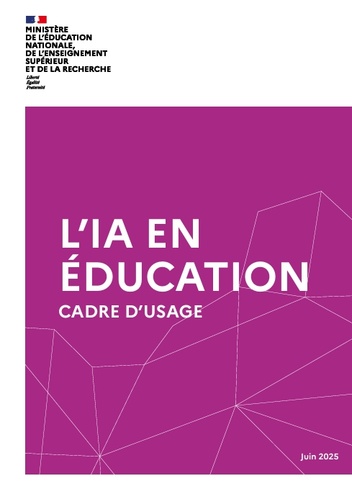 Couverture document L'IA en éducation - Cadre d'usage