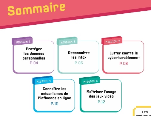 Sommaire livret Gardiens et gardiennes du numérique