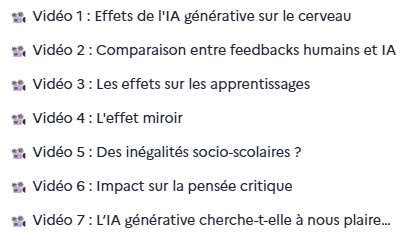Liste vidéos 5 minutes pour comprendre
