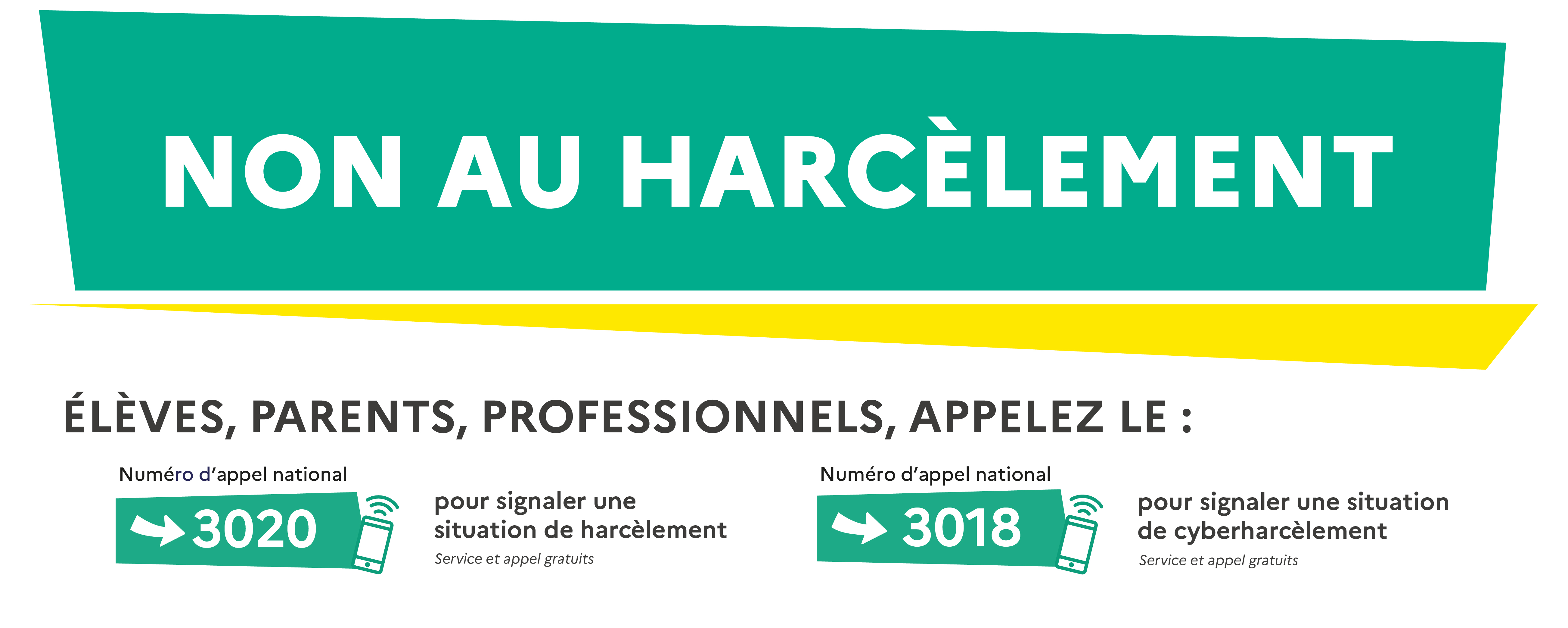 Non au harcèlement numéros d'appel 3020 3018