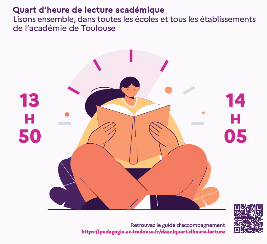Affiche quart d'heure de lecture personnage lisant