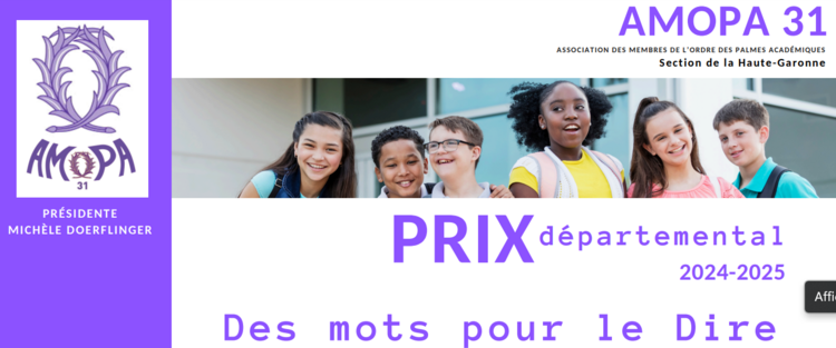 Bannière  élèves et  texte prix départemental 