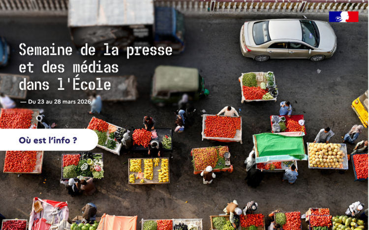 Affiche marché vu du ciel "où est l'info ? "