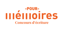 Pour mémoires concours d'écriture en orange sur fond blanc