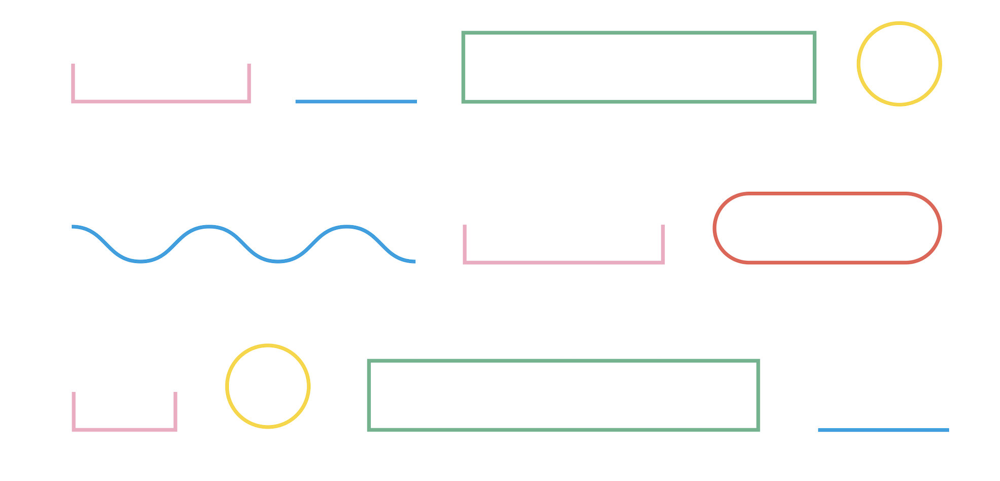 des figures géométriques multicolores, signature visuelle du livret de terminologie grammaticale