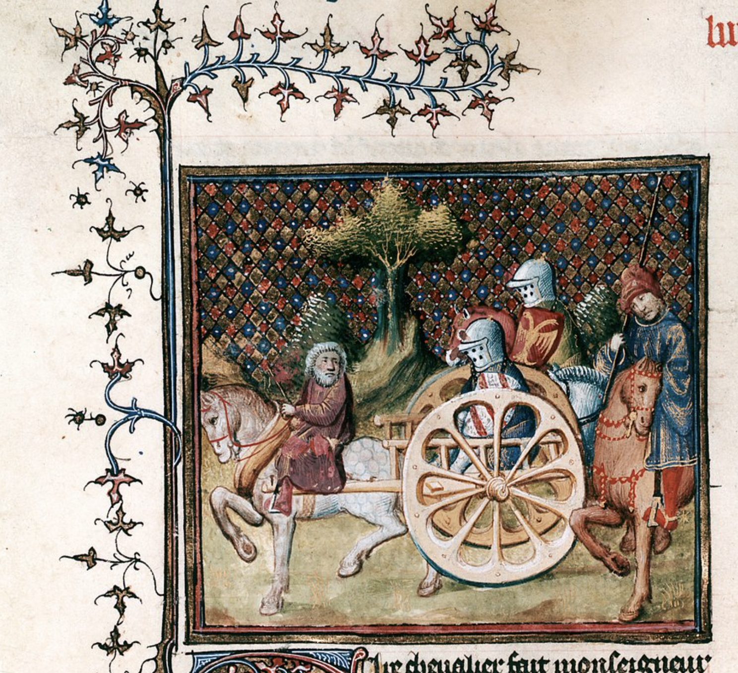 illuminure illustrant le chevalier à la charrette