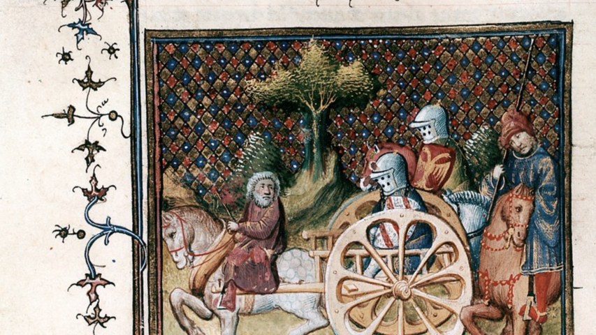 illuminure illustrant le chevalier à la charrette