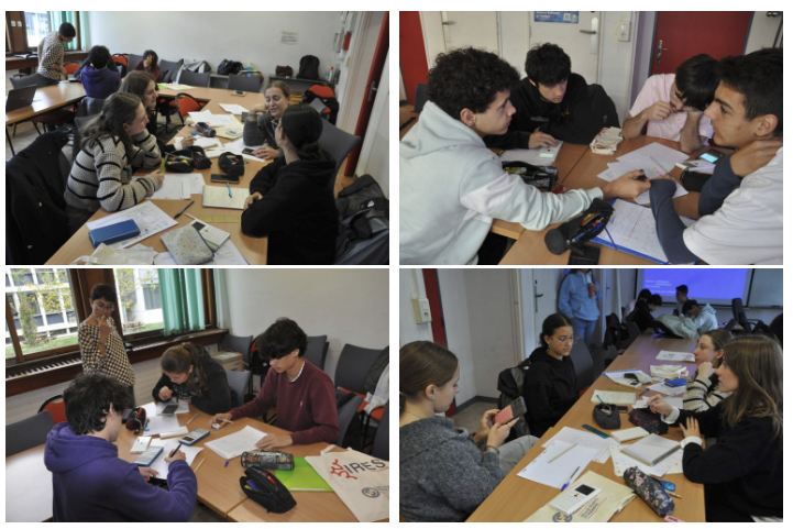 4 photos montrant les jeunes en train de chercher