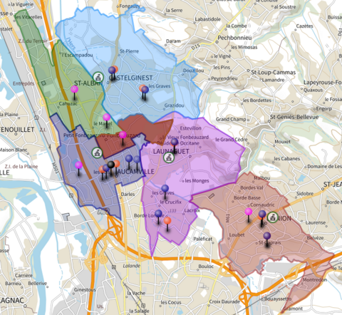 carte des écoles de la circonscription GH07