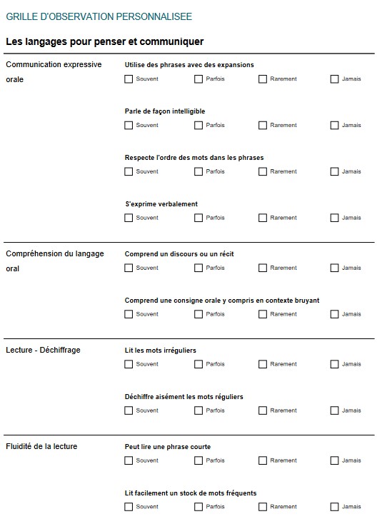 grille d'observation