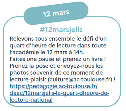 #12marsjelis | Le quart d'heure de lecture national | Portail ...