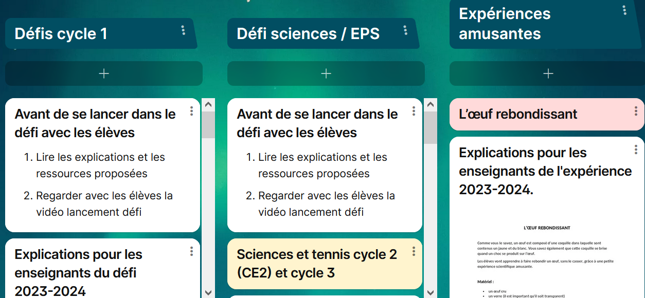 Capture d'écran du padlet