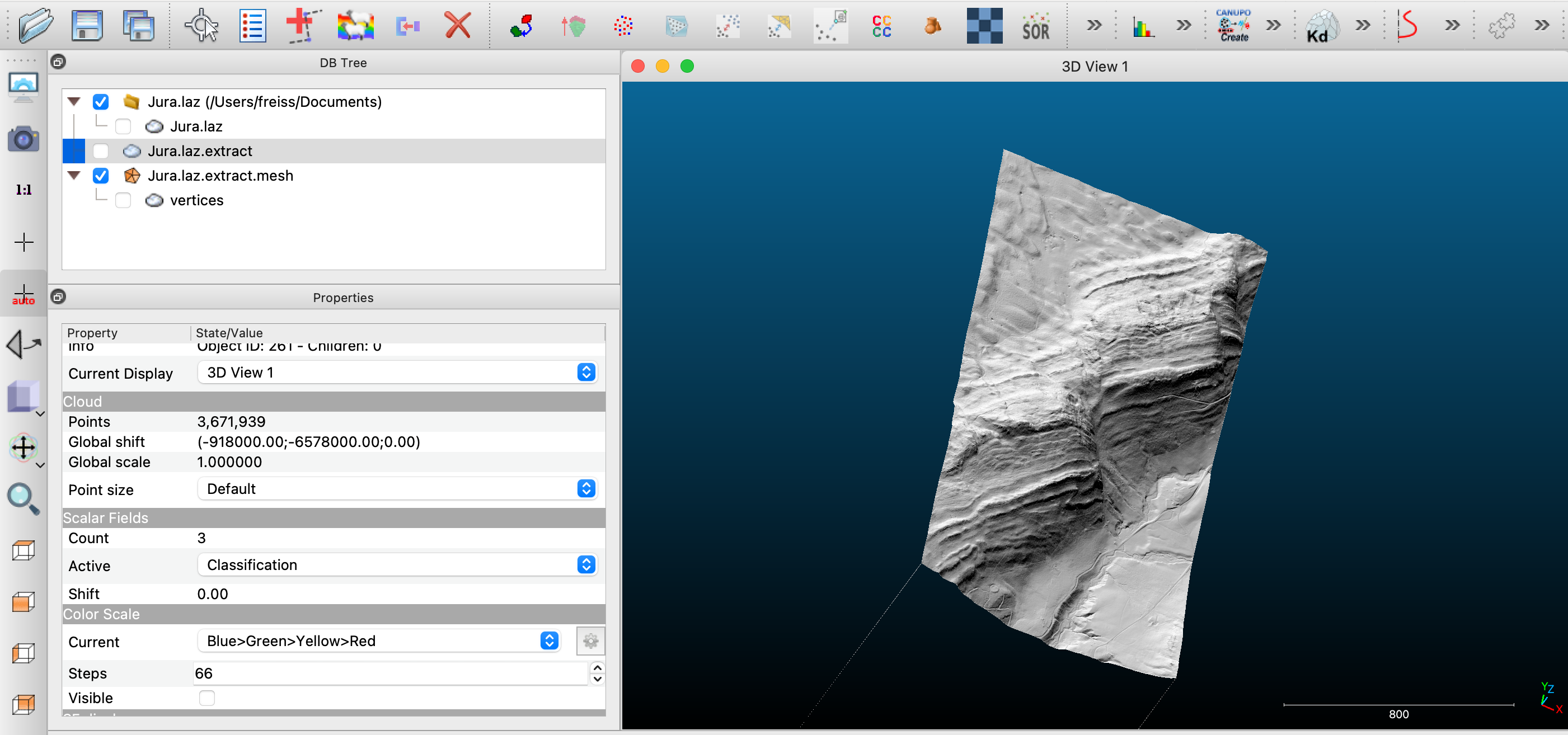 LIDAR_Collision_MNT avec cloud compare